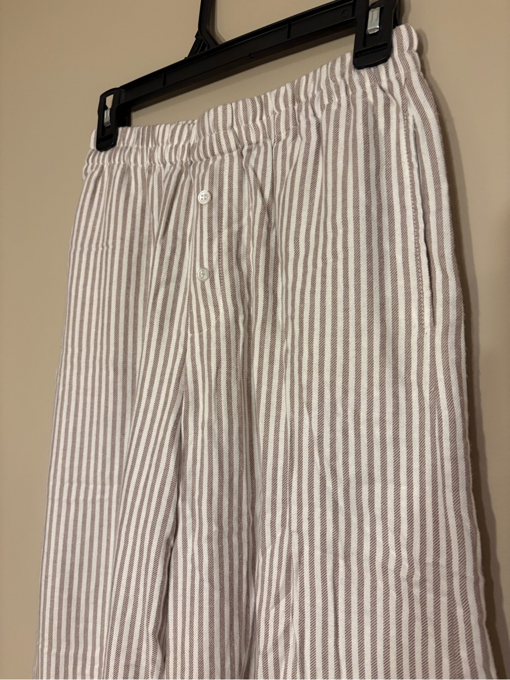 Sincerely Jules Striped Wide Leg Pants- White & Gray/Brown - Picture 2 of 4